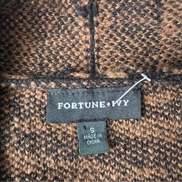 Fortune + IVY Brown and Black Zebra Print Pocketed Cardigan NWOT Small - Picture 3 of 7